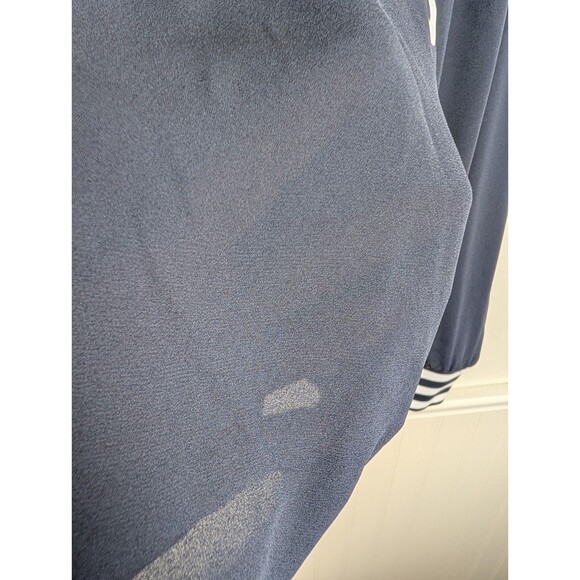 Adidas Crepe Trefoil Big Logo Navy Blue Long Sleeve Sheer Womens Size Large - Picture 4 of 12